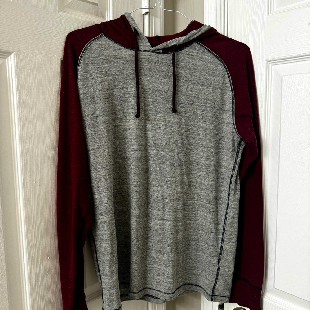 BKE Men’s Dark Red and Gray Hoodie| Size Medium